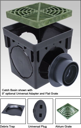 Storm Drain FSD-094-K 9-Inch Square Catch Basin Kit with Grate